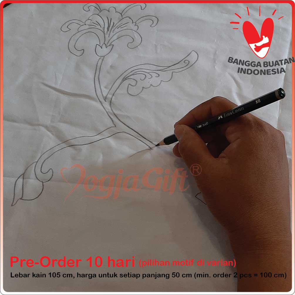 Pre Order Kain Katun Primissima Sketsa Pensil Motif Batik meteran