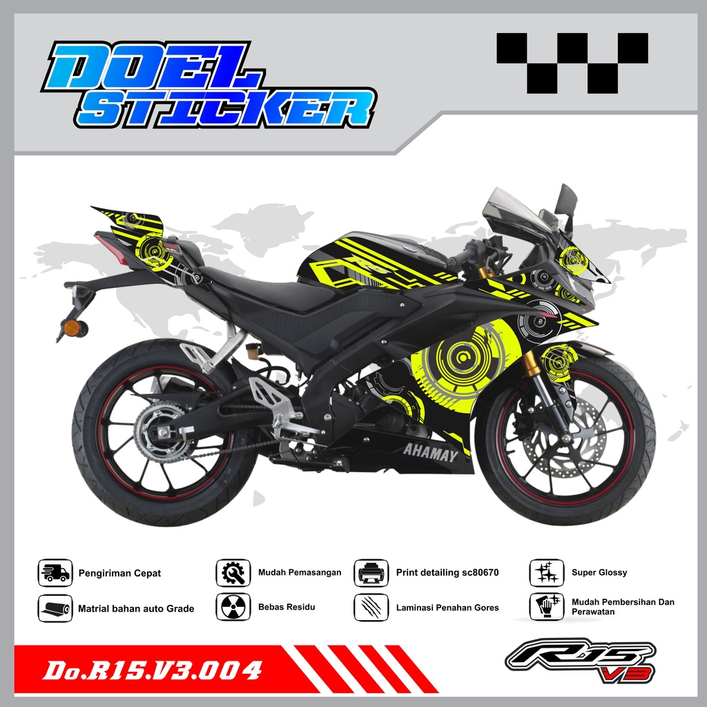 STICKER STRIPING R15 V3 - STICKER STRIPING SEMI FULL LIST VARIASI HOLOGRAM , CROME R15 V3 DOEL 004