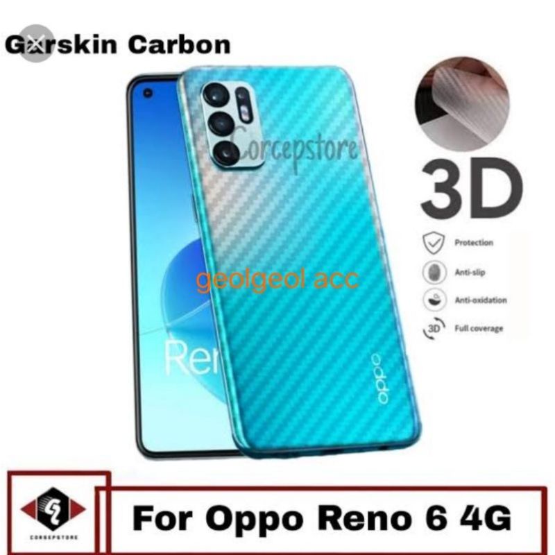 Skin/Garskin/Sticker/Anti Jamur type hp, oppo reno 2/2f/2z/3/4/4f/5/5f/6 4G/6 5G Carbon Fiber Pelindung belakang hp anda dari kotoran.