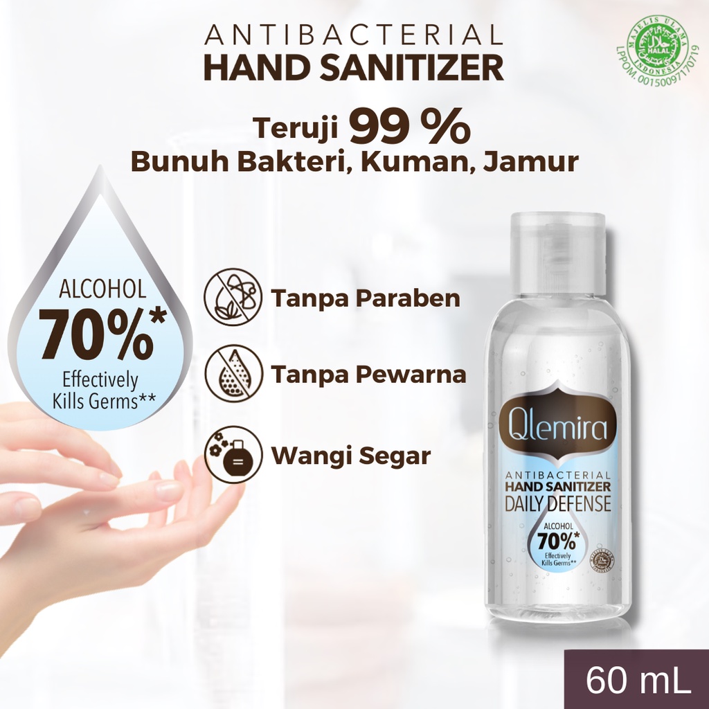 Qlemira Anti-Bacterial Hand Sanitizer Halal 60 mL - Alkohol 70% by Makarizo
