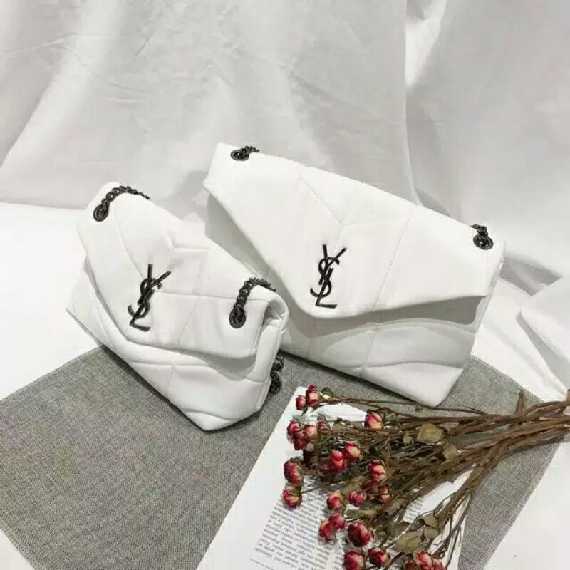 Tas ysl loulou puffer bag putih new
