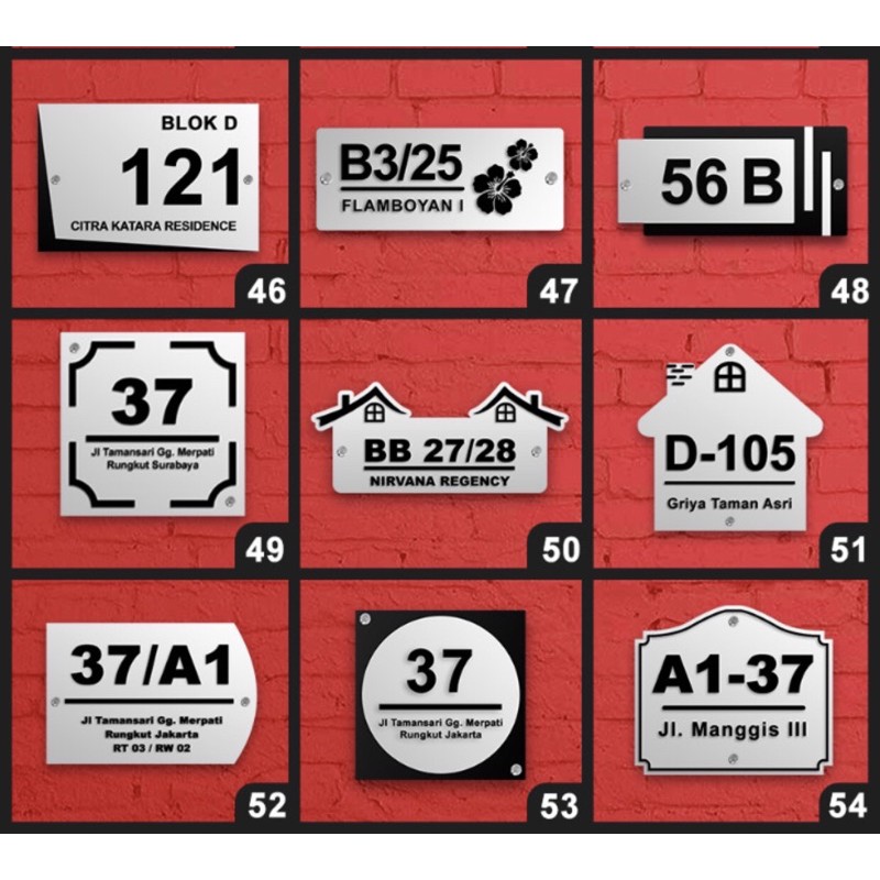 Plat Nomor Rumah Akrilik 2 Lapis Huruf Timbul