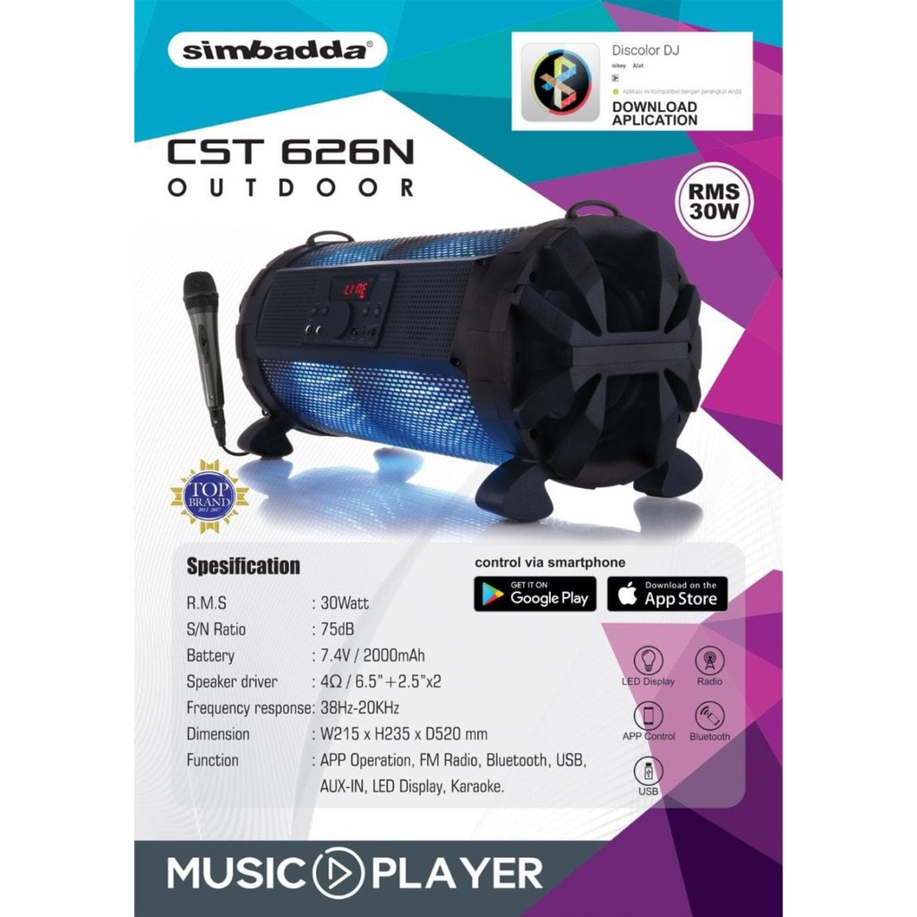 Speaker Simbadda Portable Music Player CST 626N - Outdoor