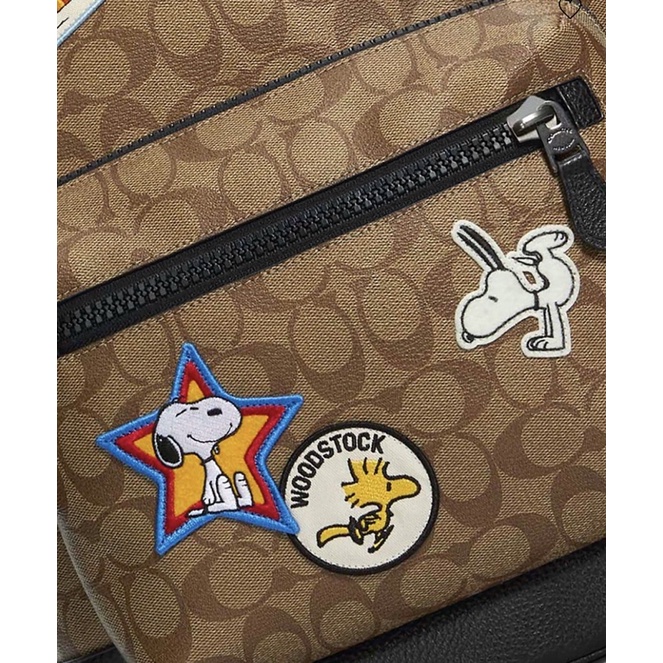 Coach X Peanuts West Backpack In Signature Canvas With Varsity Patches (C4030)