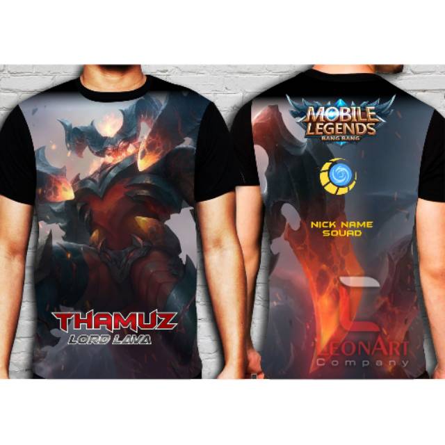 Thamuz Lord Lava Clothes FREE add Squad & Nick Name - Baju Kaos Game Mobile Legend Gaming Ori Moba