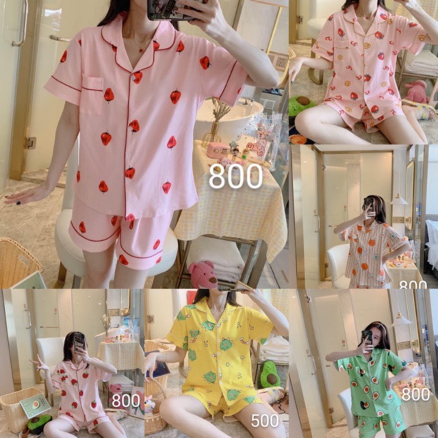 IMPORT baju tidur wanita celana pendek / piyama tidur hp / pajamas import / baju kancing bobo