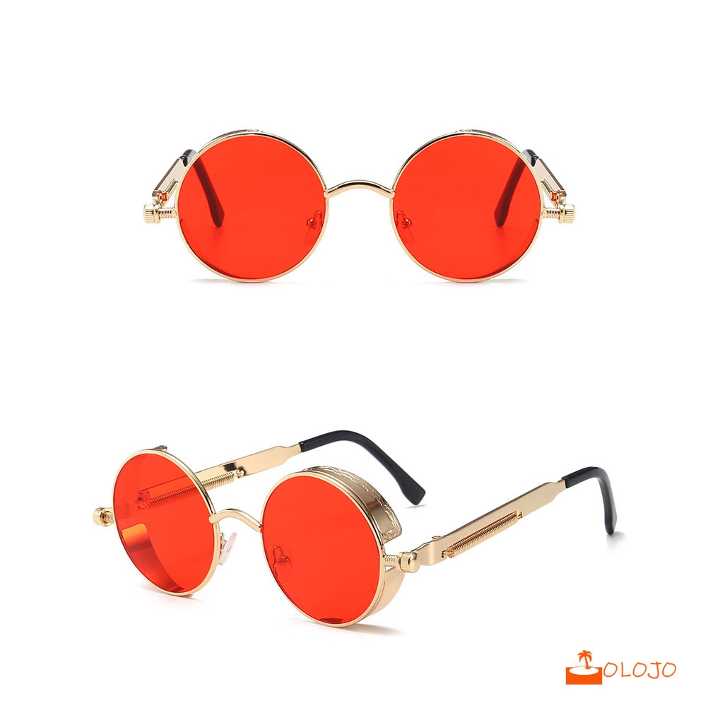OLOJO Kacamata Hitam Vintage Sunglass Terpolarisasi Steampunk Putaran Kacamata