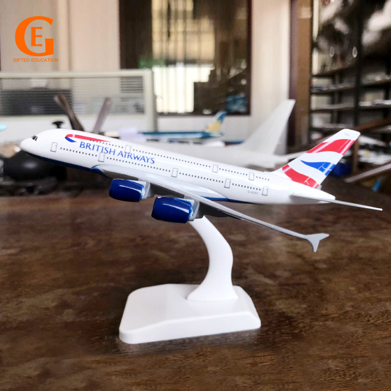 Miniatur Diecast Pesawat Airbus 380 A380 Bahan Alloy 20CM Untuk Koleksihadiah