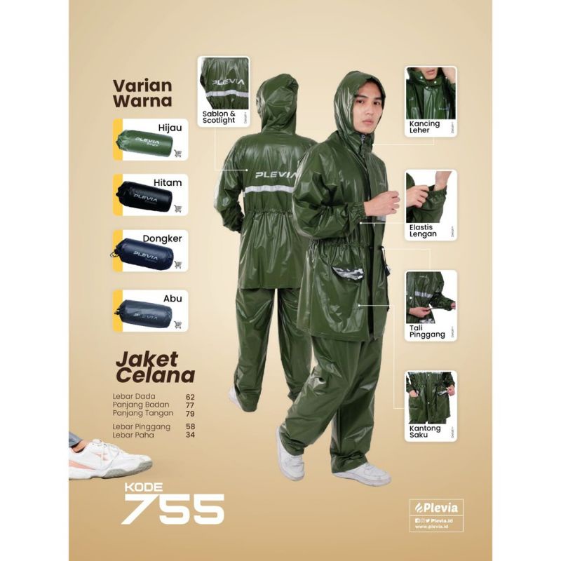 Jas Hujan Jaket Celana Infinity 755 Plevia - Mantel Mantol Setelan Cewek Cowok Kekinian Keren