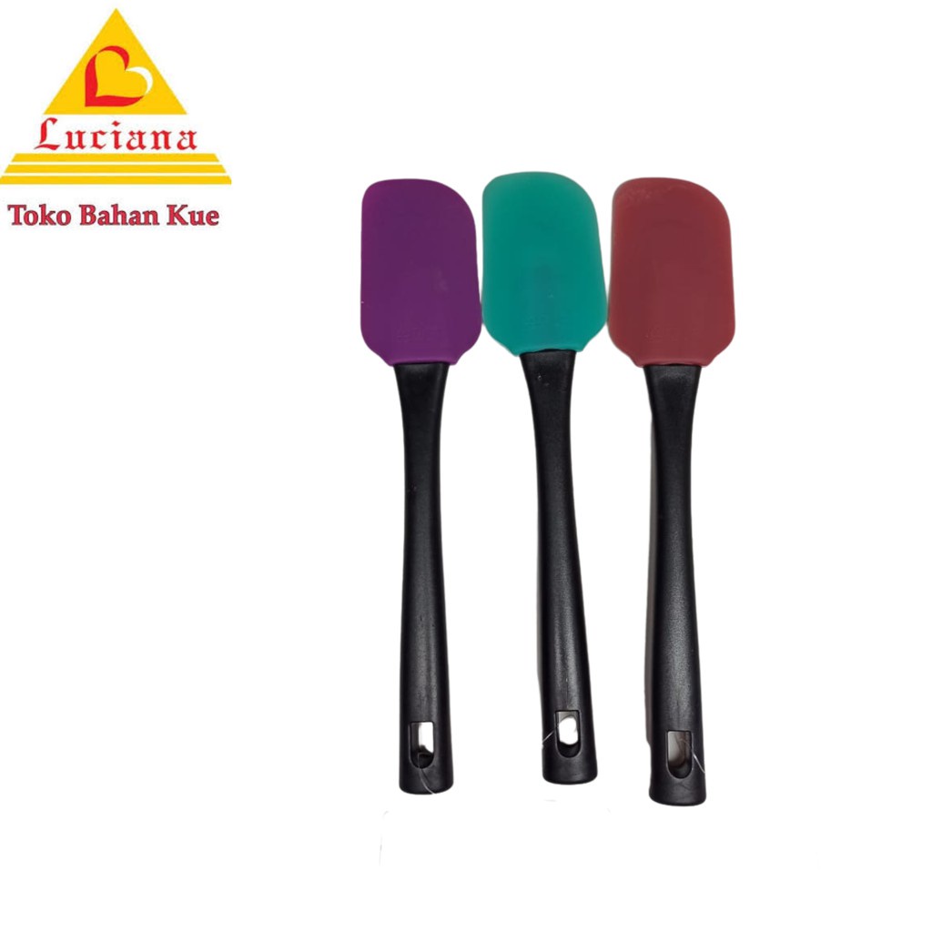 Silicone Spatula Memasak Baking Gagang Hitam uk25