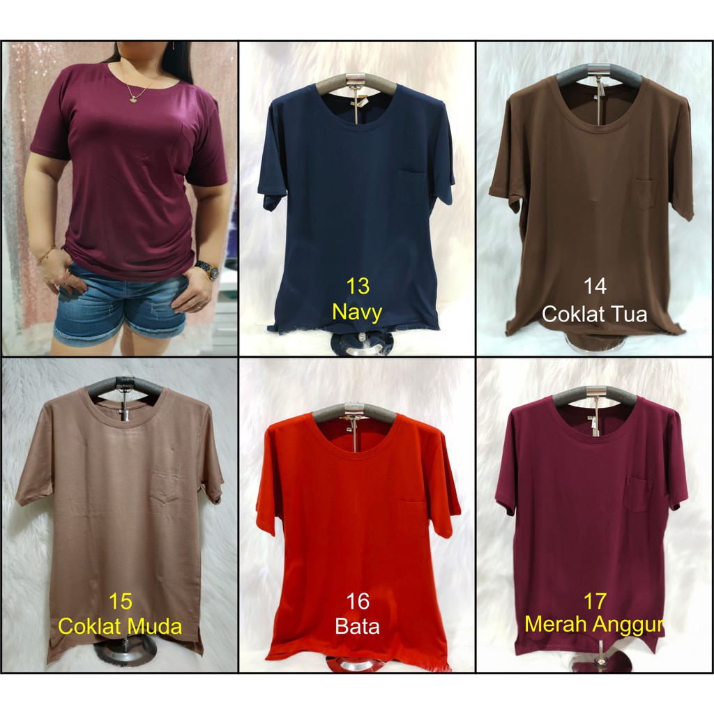 KAOS JUMBO ROUND NECK ATASAN WANITA POLOS LENGAN PENDEK CEWEK BIG SIZE 2XL 3XL MURAH BAHAN ADEM