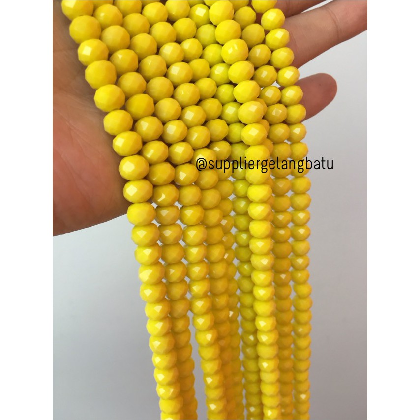 Crystal Ceko KUNING Doff 8mm aksesoris beads manik donat bahan pernik bahan kristal rangkai beading