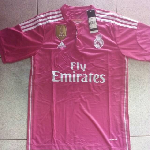 Jersey Retro Real Madrid Home / Away Pink 2014 2015 Full Patch WCC 2014
