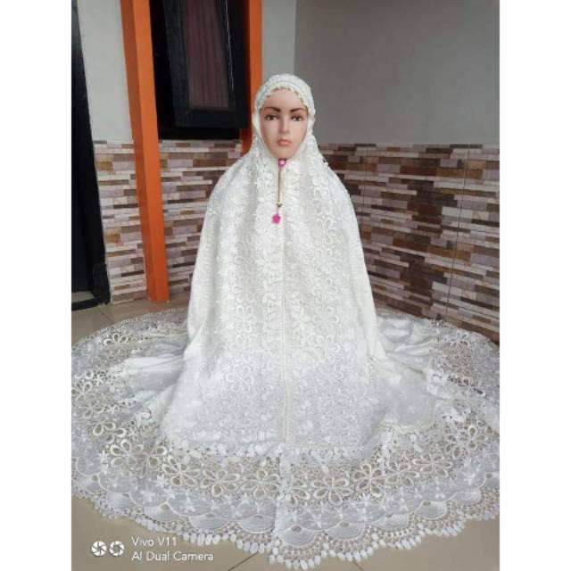 Mukena Prada Original Seroja|Mukena Premium|Mukena Full Bordir|Mukena Renda Warna|Telekung Sholat