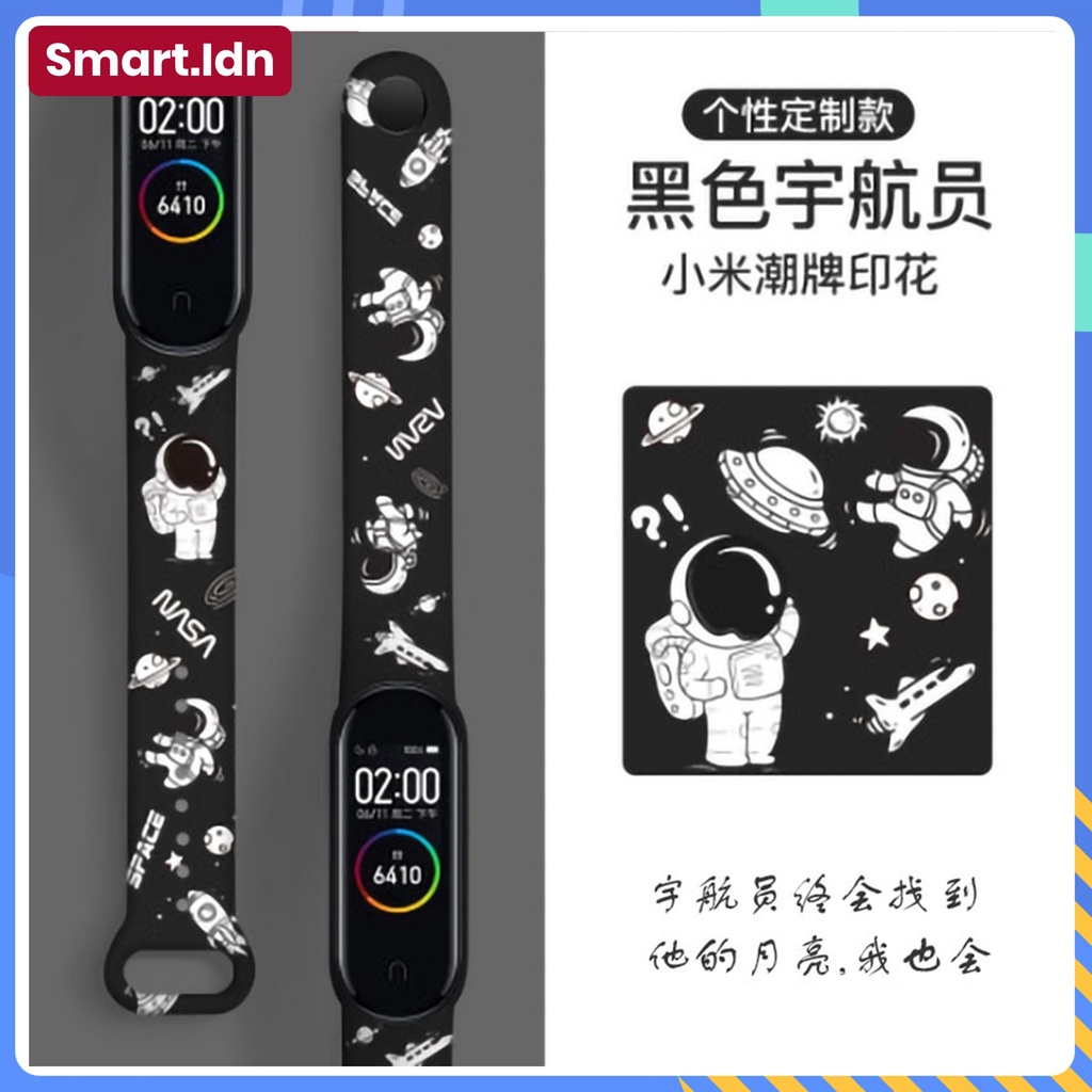 Tali Strap Silikon Motif Unik Custom untuk Xiaomi Mi band 3 4 5 6