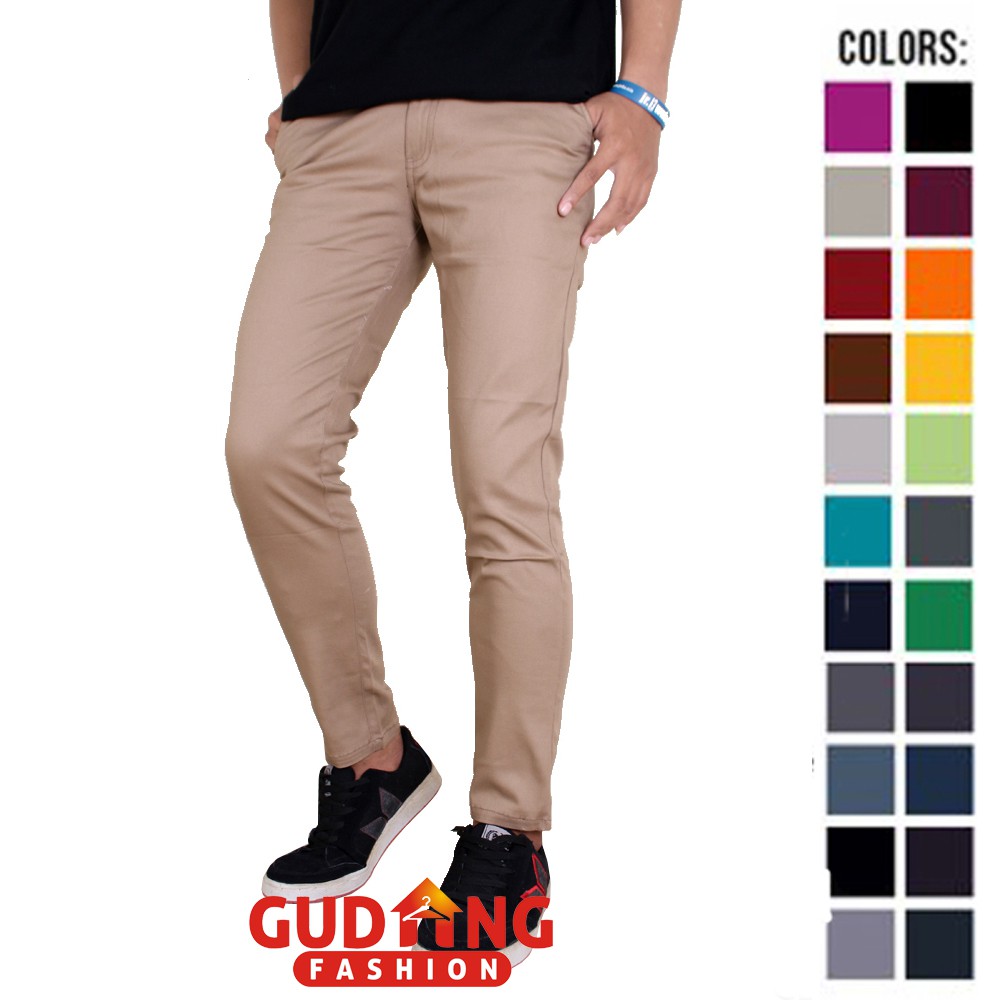 Celana Panjang Chino Polos Panjang Pria  - Banyak Pilihan Warna CLN (COMB)