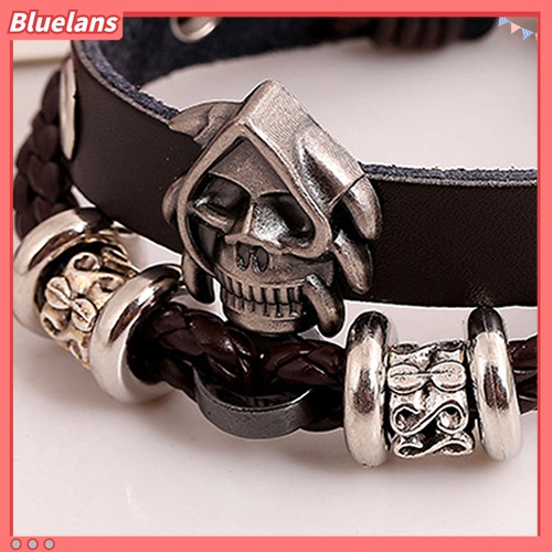 Gelang Multilayer Bahan Kulit Imitasi Handmade Gaya Punk Untuk Pria Dan Wanita