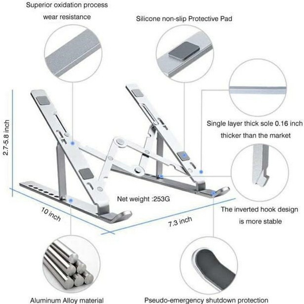 Stand Bracket Holder Laptop Aluminium