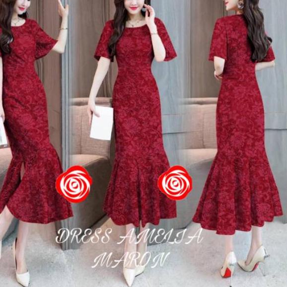 ✰ DRES AMELIA JUMBO/DRESS AMELIA/ungu lilac/DRESS MERMAID BRUKAT DUYUNG DRESS BRUKAT PESTA DRESS PAR