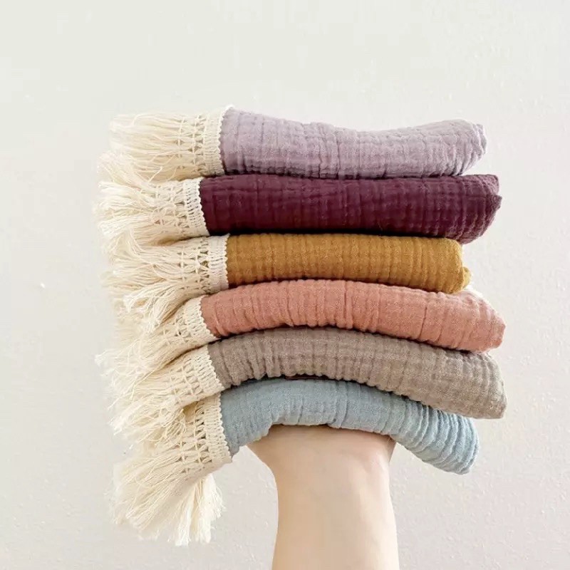 Fringe muslin blanket in eight color