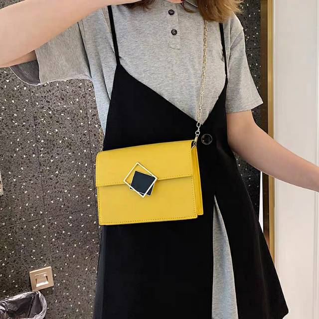 tas terbaru selempang wanita slingbag cewek kulit sentetis tali rantai import murah