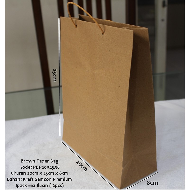 

Paper Bag Polos Paperbag Goodie Bag Tas Kantong Kertas Ukuran 20x25 cm MURAH