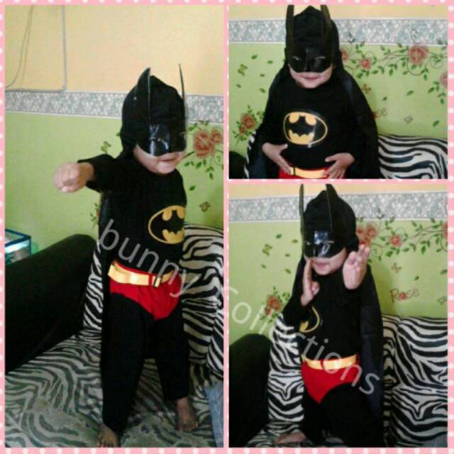 BAJU BATMAN ANAK - BAJU SUEPRHERO BATMAN ANAK + TOPENG + SAYAP
