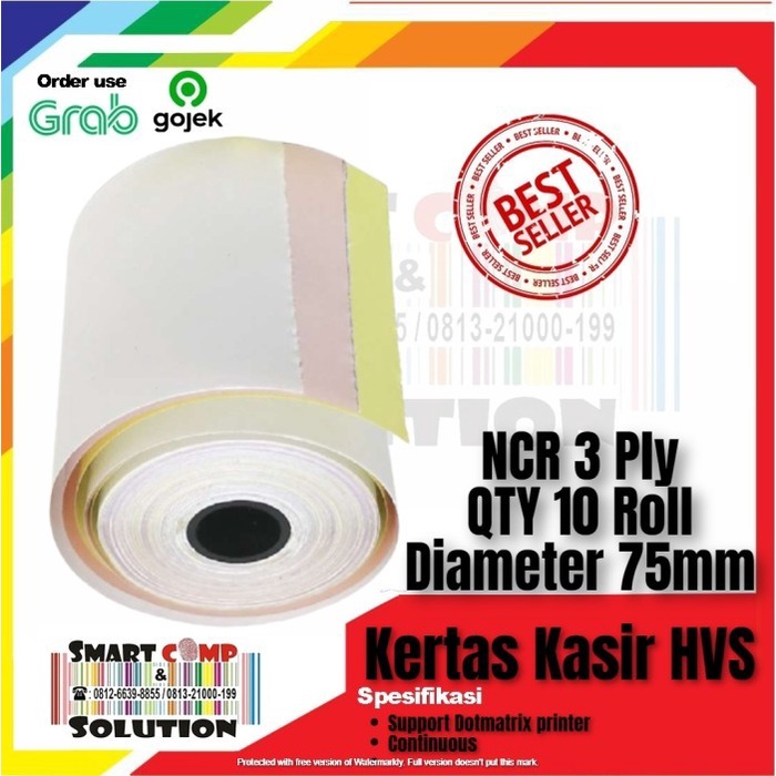 Kertas Struk Kasir 3Ply / 3 ply / 3 rangkap untuk printer domatrix 75X60MM