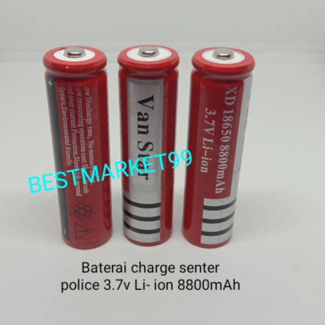 Baterai charge Senter Police 3.7v Li-ion 8800 mAh.