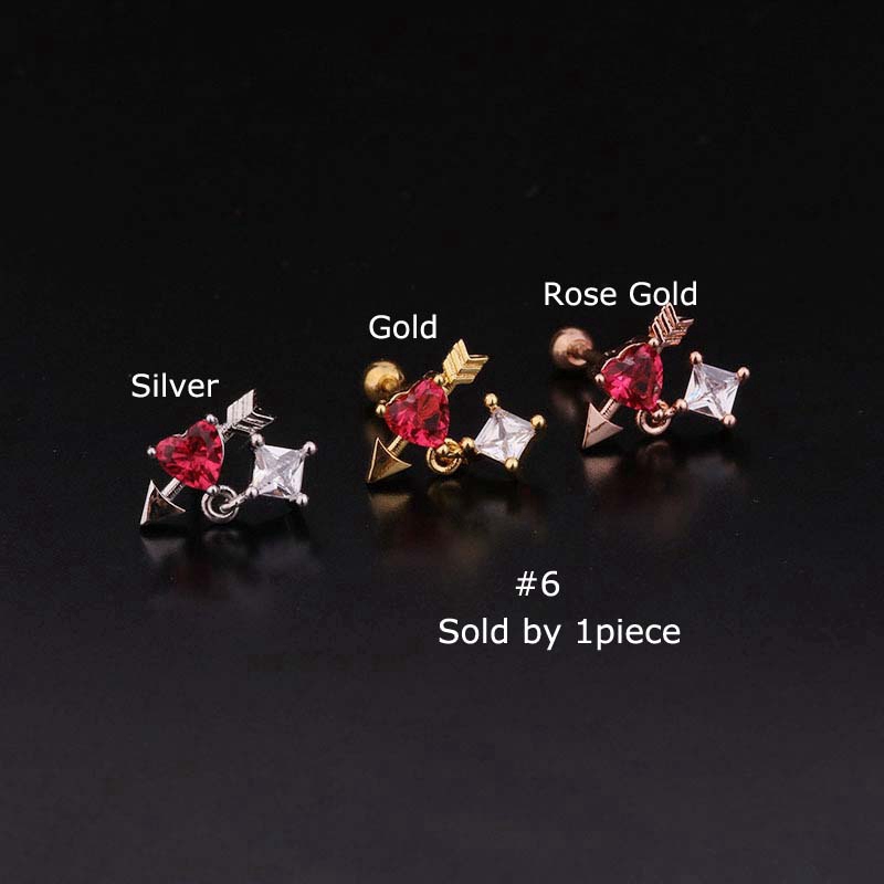 1pc Anting Tindik Tulang Rawan Telinga Bahan Stainless Steel Ukuran 6mm Berat 20g