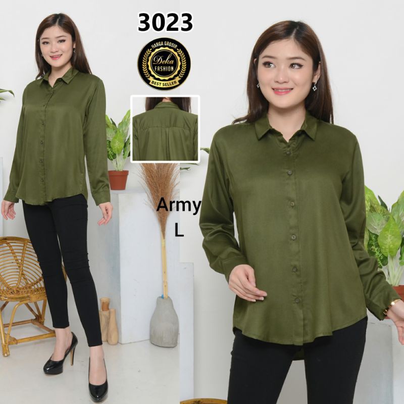 KEMEJA WANITA KATUN TWILL 30s - 3023-Army L