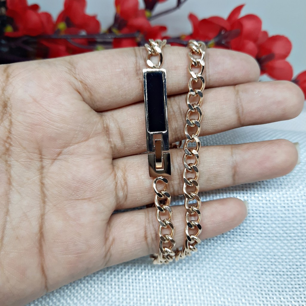 Gelang Layer Titanium Model Korea Simple  Rosegold - BB523