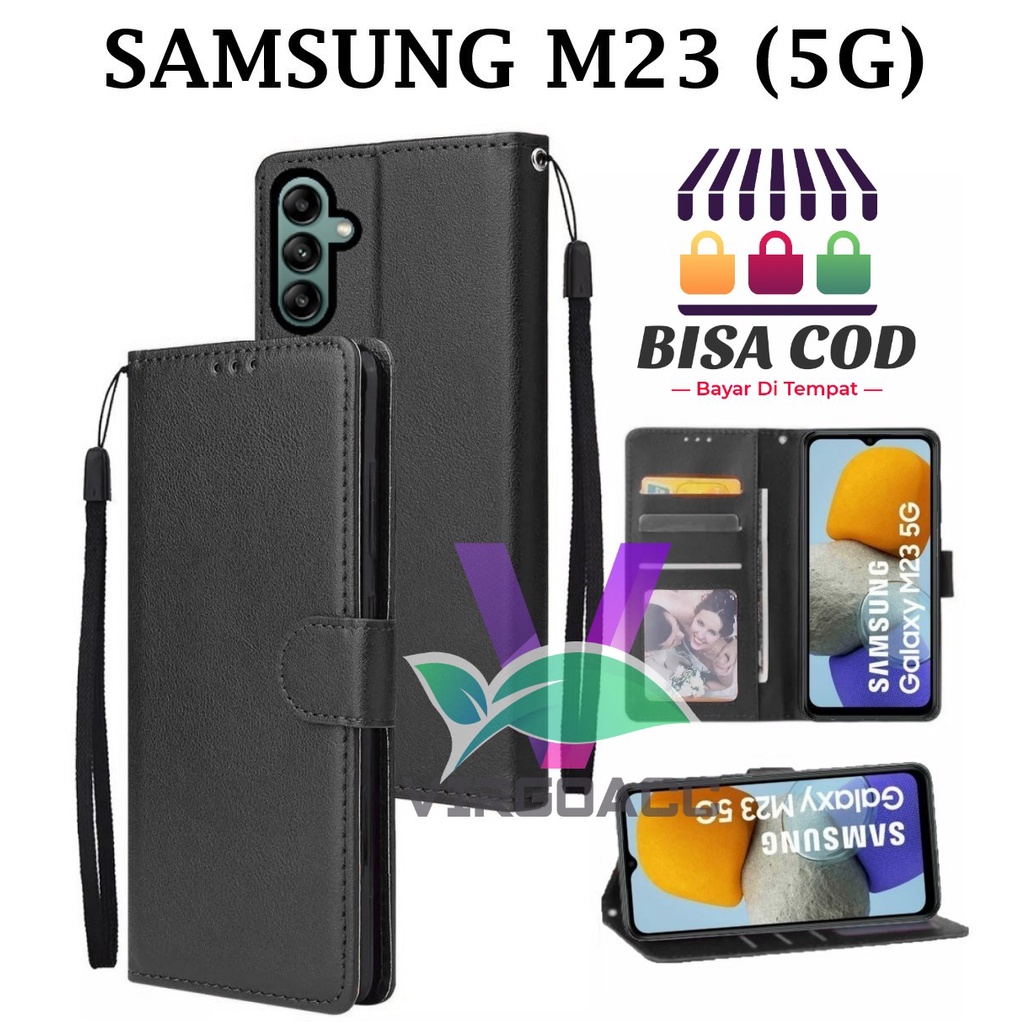 SAMSUNG M23 (5G) LEATHER FLIP CASE - FLIP COVER DOMPET CASING-WALLET LEATHER CASE FLIP SARUNG BUKU F
