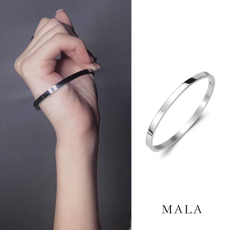 Gelang Bahan Titanium Steel Lapis Silver Gaya Korea Untuk Unisex