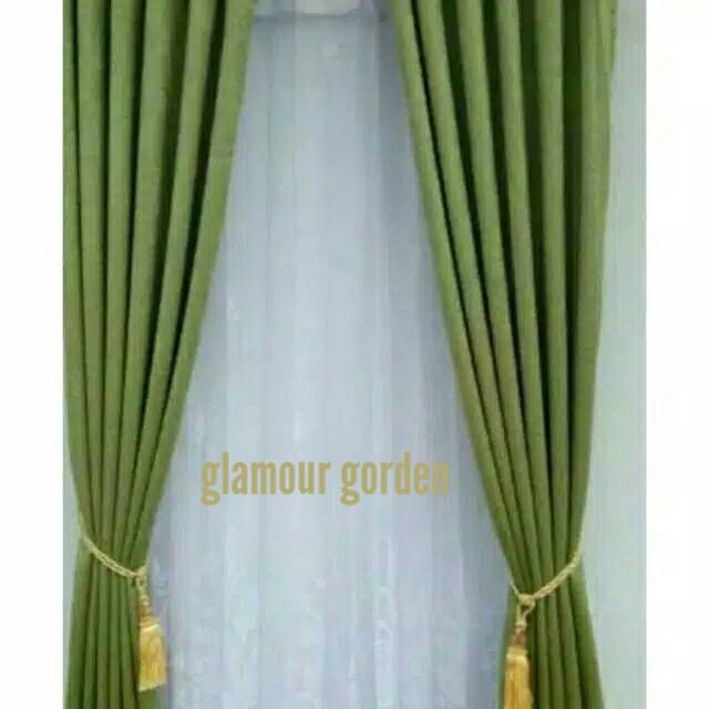 Gorden Polos blackout umport model smokering hijau green ukuran lebar 135cm tinggi 200cm free/bonus 