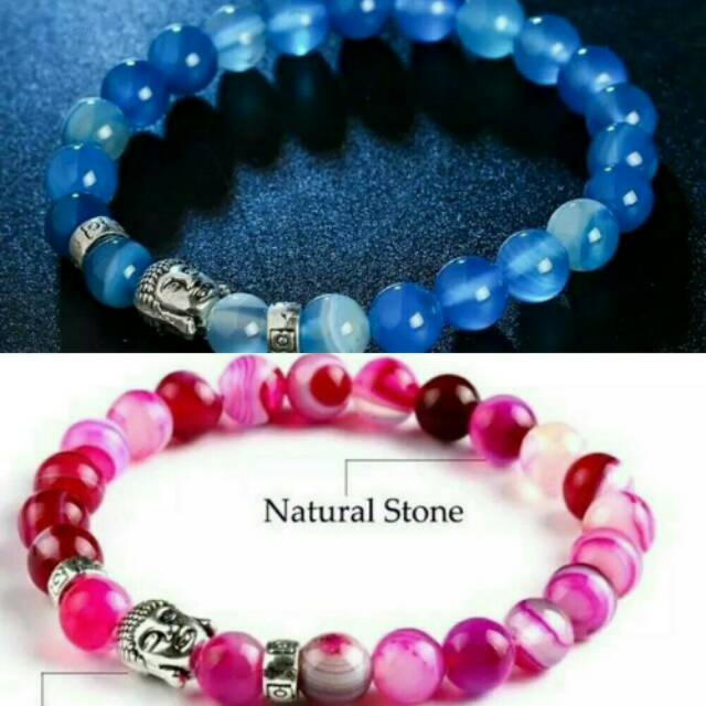 TERLARIS Gelang Batu Alam Agate Romantic Fashion