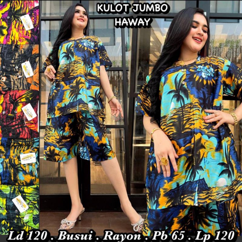 SETELAN KULOT JUMBO MOTIF TIEDYE BALI KEKINIAN BUSUI DEPAN KAOS KATUN ADEM MURAH