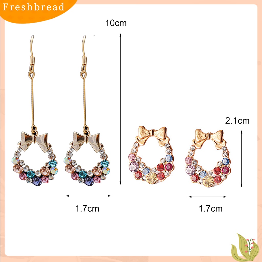 Terlaris Colorful Rhinestone Drop Earrings Bow Women Circle Hook Earrings Stud Earrings Fashion Jewelry