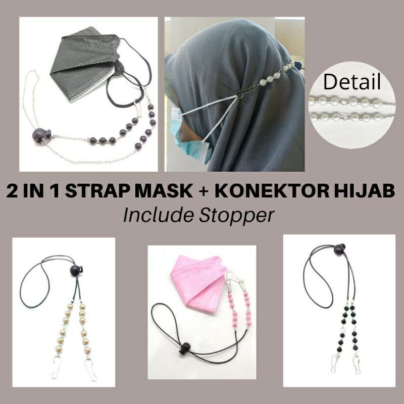 Strap Masker 2in1 Kode-6 Kalung Masker Hijab Polos