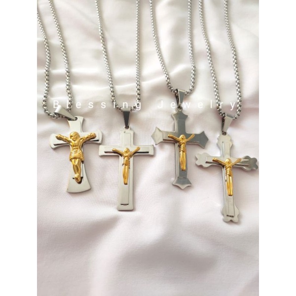 Kalung Salib Yesus Titanium High Quality Fashion