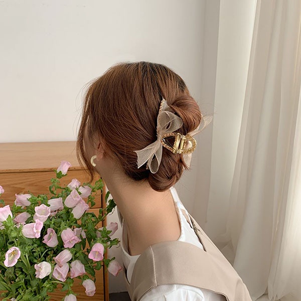 jepit rambut bita lace bow rhinestone hair clip (2e1) jje066