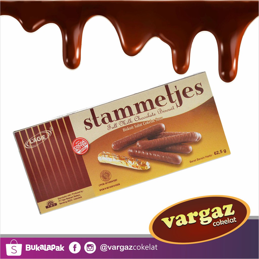 

LAGIE Stammetjes Full Milk Biskuit Salut Cokelat Hitam REAL CHOC with COCOA BUTTER 62,5gr