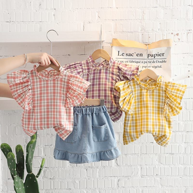 Set rok anak jeans import 1-3 th