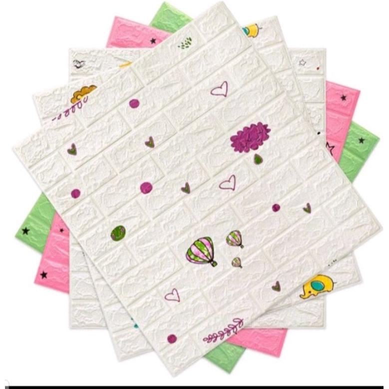 Wallpaper Dinding 3D Foam Batu Bata WallSticker Bintang WallSticker Kayu 70cm x 77cm.-ZW7-K7