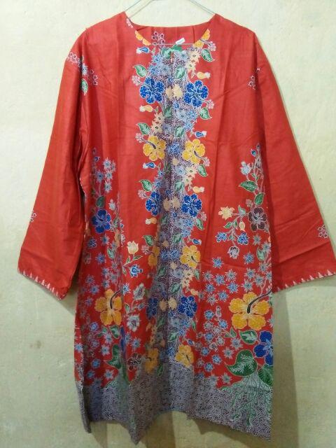 Aserehe Zigzag Tunik Jumbo Batik Mataraman Sogan Camaline Seragam Kantor Kerja Xxl Ld 132