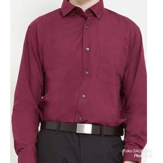 Kemeja formal alisan panjang merah maroon original