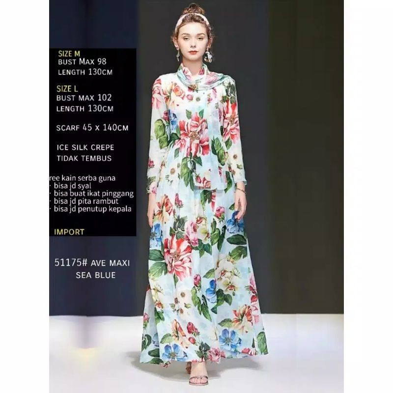 51175 Baju Casual Dress vintage import Baju vintage terbaru Dress panjang Motif wanita Baju bunga