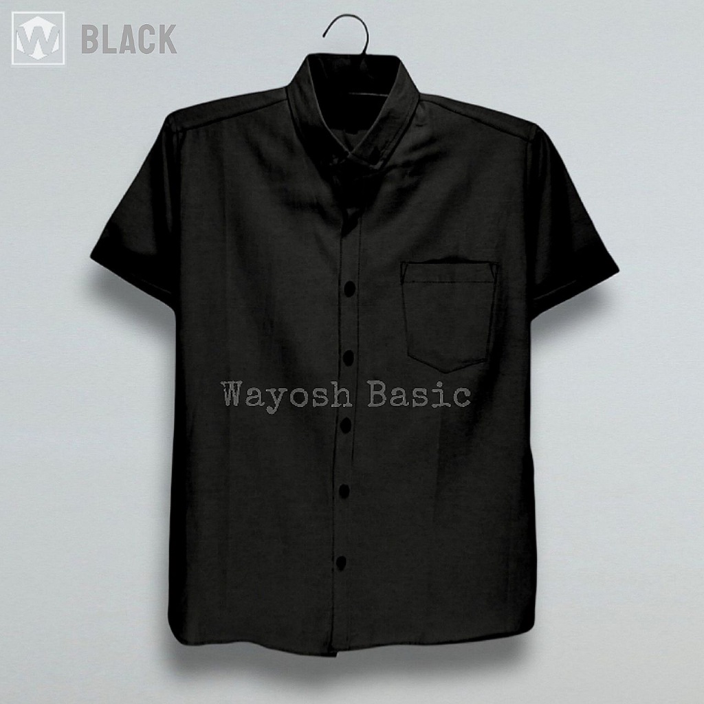 kemeja pria lengan pendek polos hitam