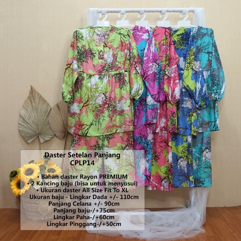 piyama setelan lengan panjang celana panjang batik print