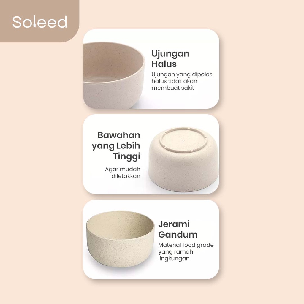 MANGKOK PLASTIK JERAMI GANDUM 1 SET 4 WARNA  WHEATSTRAW KID BOWL